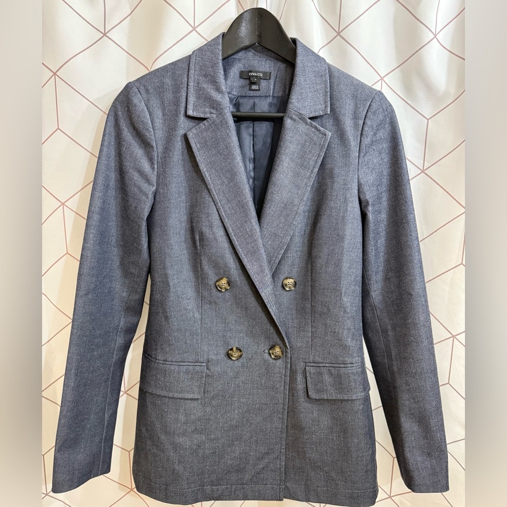 RW&CO. Chambray Double-Breasted Blazer